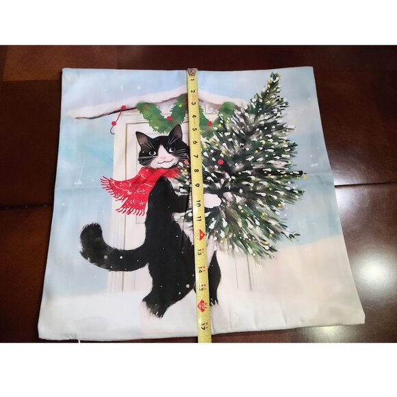 Cat Christmas Pillow Cover Soft Accent Decorative Throw Case Xmas Holiday Decor - Picture 9 of 11